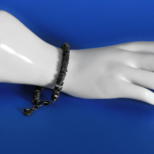 SILEX Stainless steel futuristic bracelet with stones on hand - Alogan