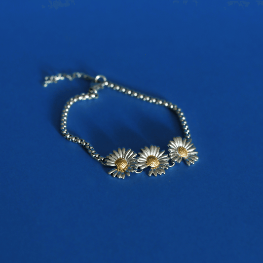 METARITE stainless steel daisy flower bracelet in silver - Alogan