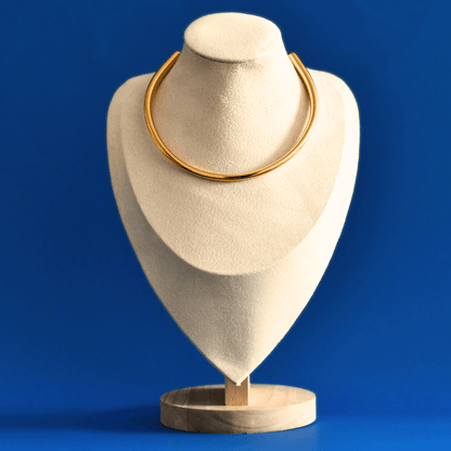 SOLAIRE fashion statement stainless steel necklace in gold - Alogan jewelry