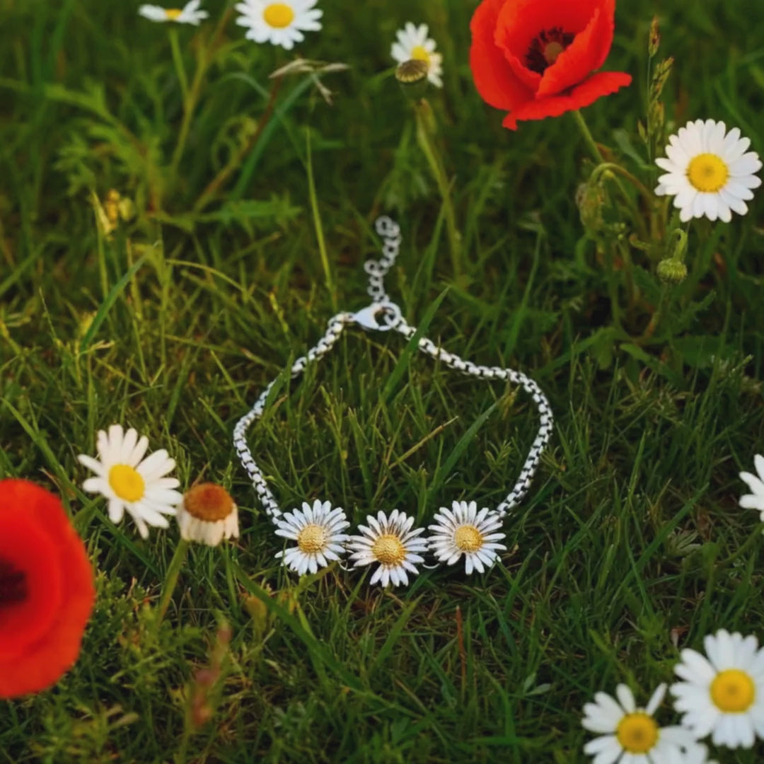 Učitaj videozapis: Alogan Jewelry METARITE stainless steel bracelet with flowers
